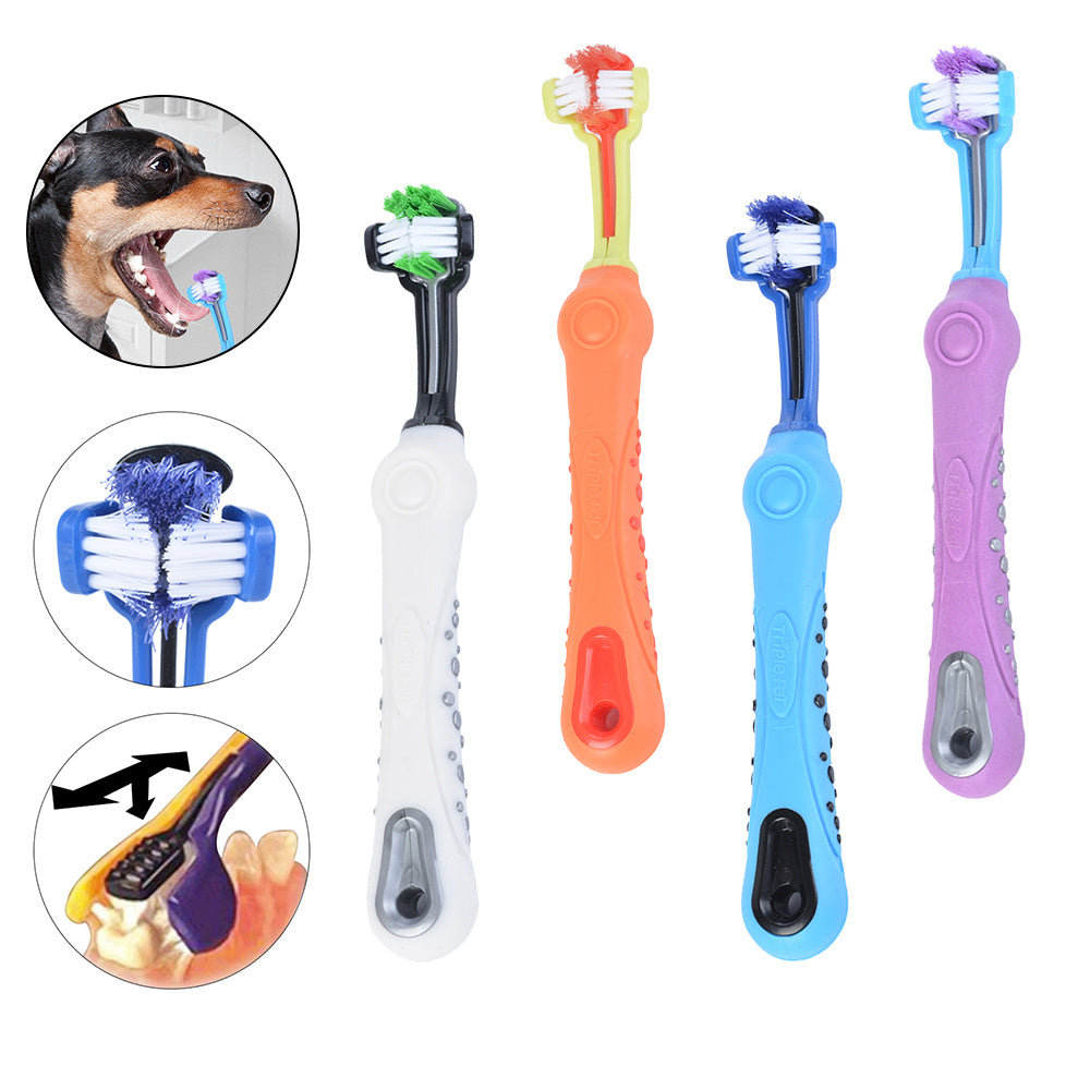 Three Sided Pet Toothbrush Dog Brush Bad Breath Tartar Teeth Care - Pet Paradise