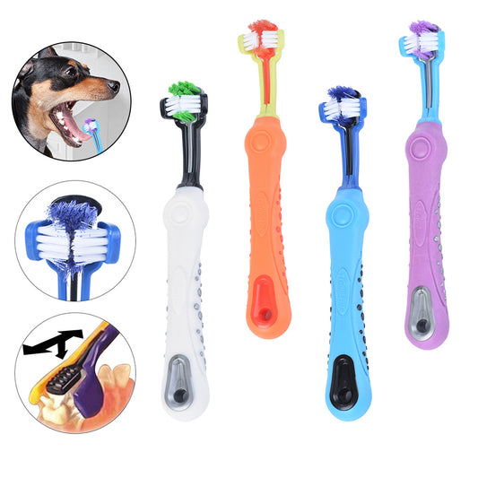Three Sided Pet Toothbrush Dog Brush Bad Breath Tartar Teeth Care - Pet Paradise