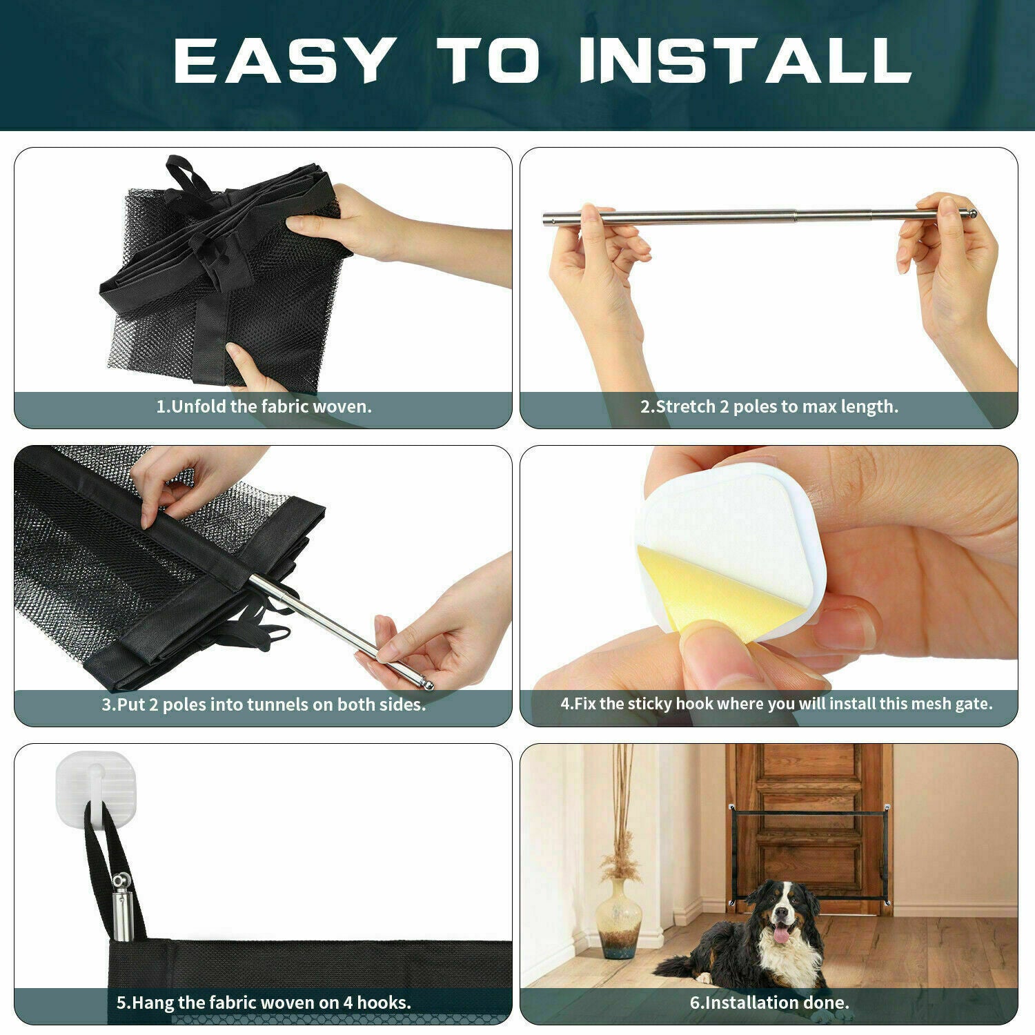 Portable mesh safety gate for pets and babies at stairs/doors. - Pet Paradise