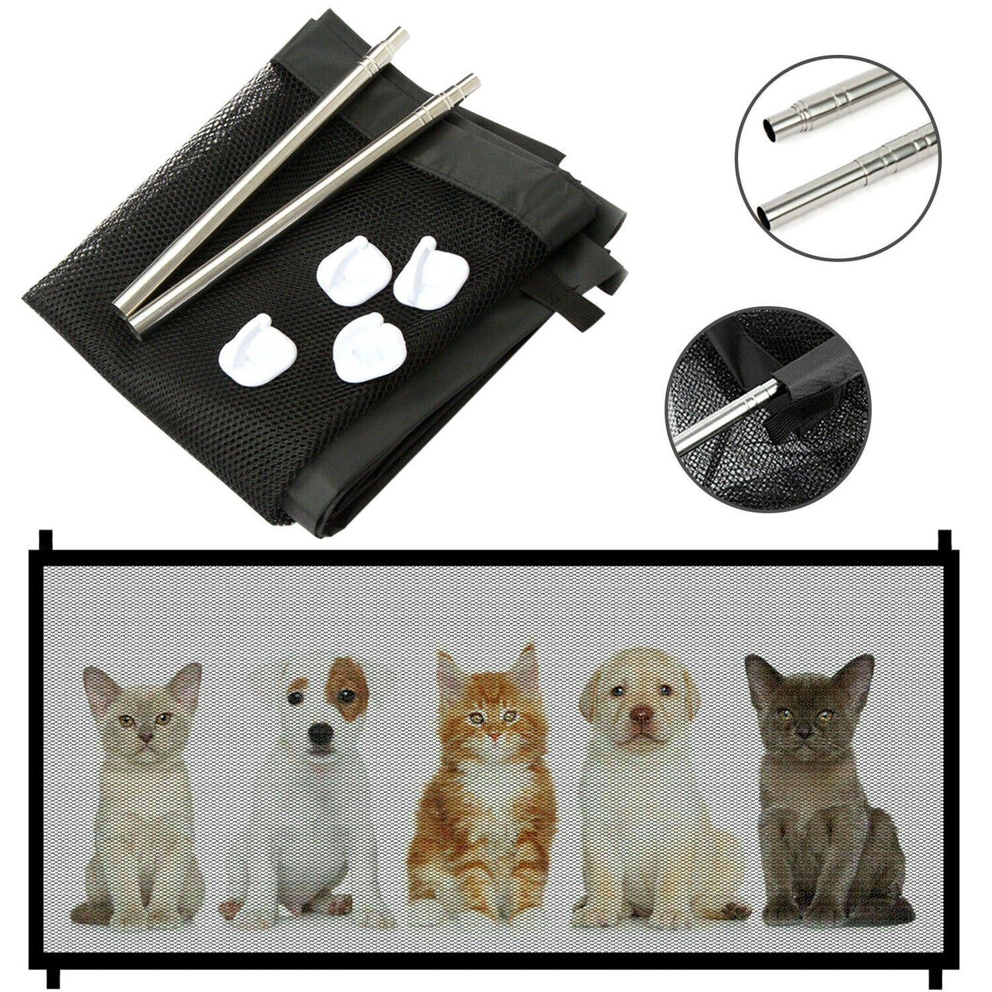 Portable mesh safety gate for pets and babies at stairs/doors. - Pet Paradise