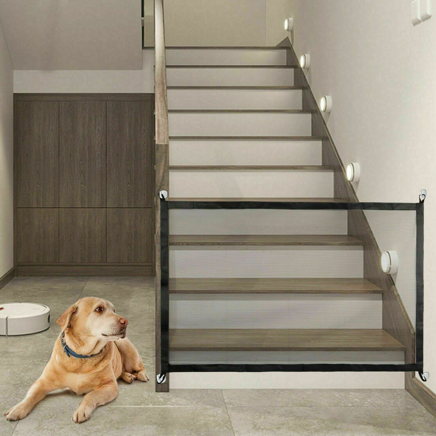 Portable mesh safety gate for pets and babies at stairs/doors. - Pet Paradise