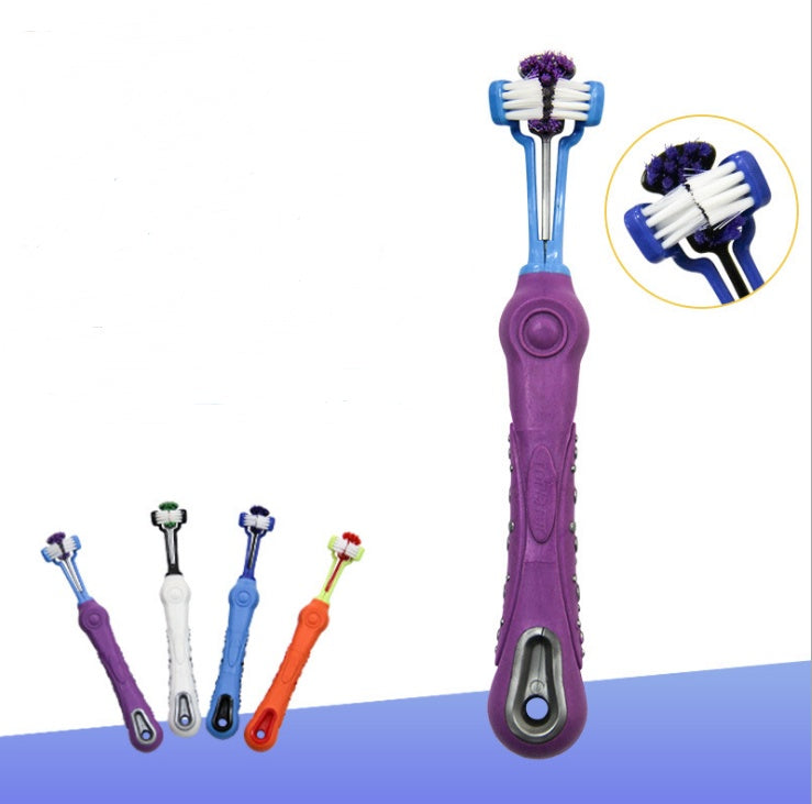 Three Sided Pet Toothbrush Dog Brush Bad Breath Tartar Teeth Care - Pet Paradise