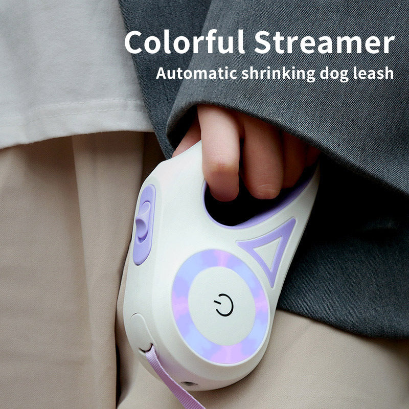 Retractable dog leash with collar and spotlight for small/medium dogs. - Pet Paradise