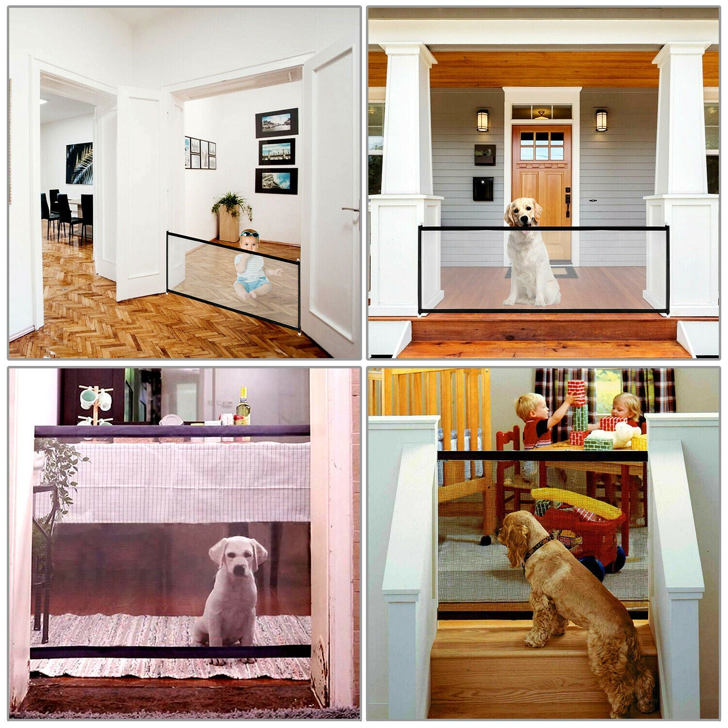 Portable mesh safety gate for pets and babies at stairs/doors. - Pet Paradise