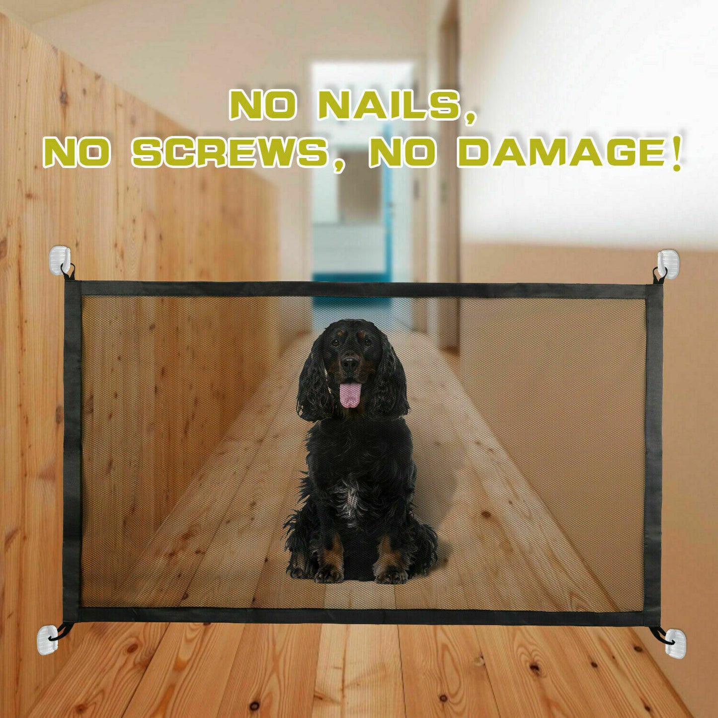 Portable mesh safety gate for pets and babies at stairs/doors. - Pet Paradise