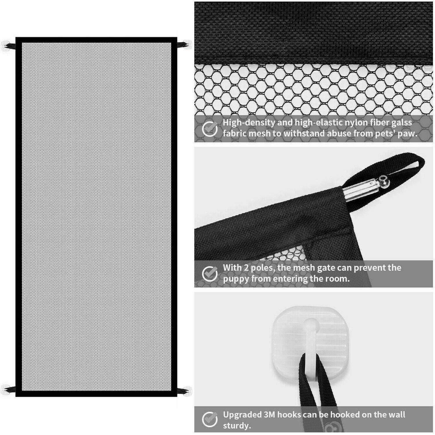 Portable mesh safety gate for pets and babies at stairs/doors. - Pet Paradise