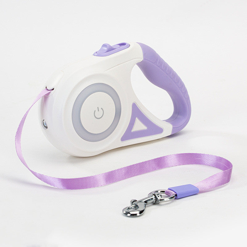 Retractable dog leash with collar and spotlight for small/medium dogs. - Pet Paradise